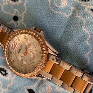 Fossil Women's Gold and Silver Watch / two tone metal finish